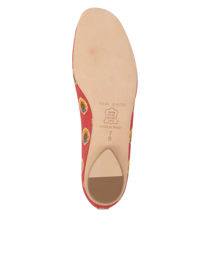 PAUL MAYER - COUNTRY PROVENÇALE FABRIC BALLET FLAT - SIZE 7 - RED MULTI PRINT