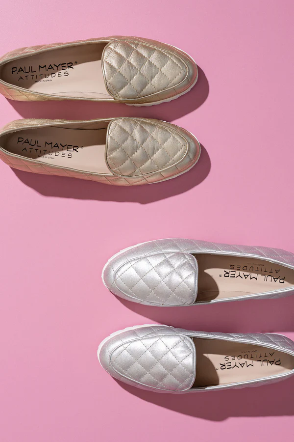 PAUL MAYER - DANCE LUG LOAFER - SIZE 7.5 - SILVER METALLIC