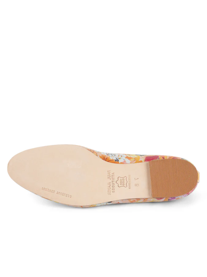 PAUL MAYER - LUXE PRINTED FLORAL BALLET FLAT - SIZE 7 - SOFT PINK FLORAL