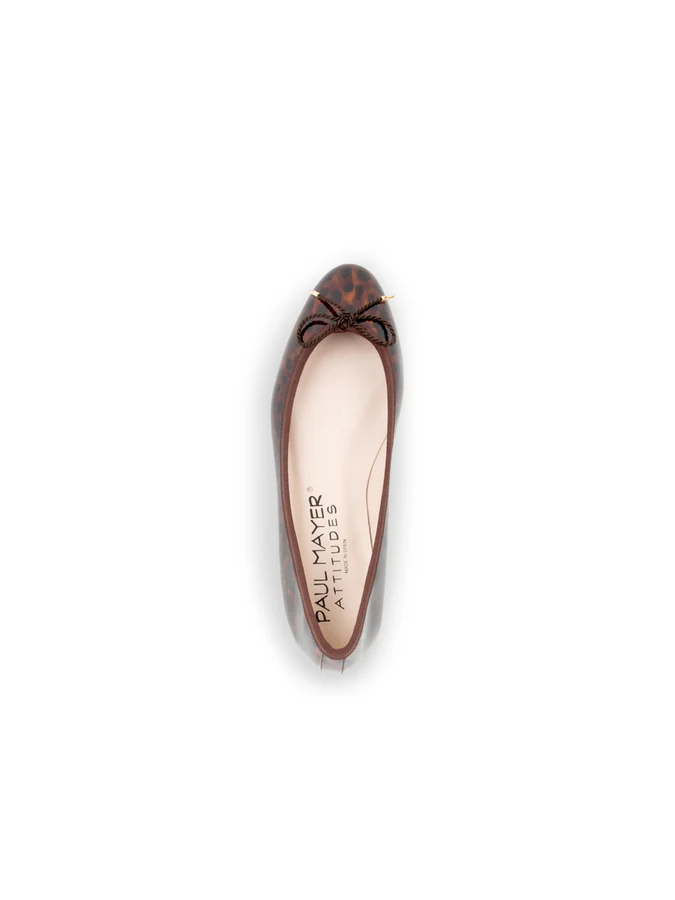 PAUL MAYER - LUXE PATENT BALLET FLAT - SIZE 8.5 - TORTOISE PATENT