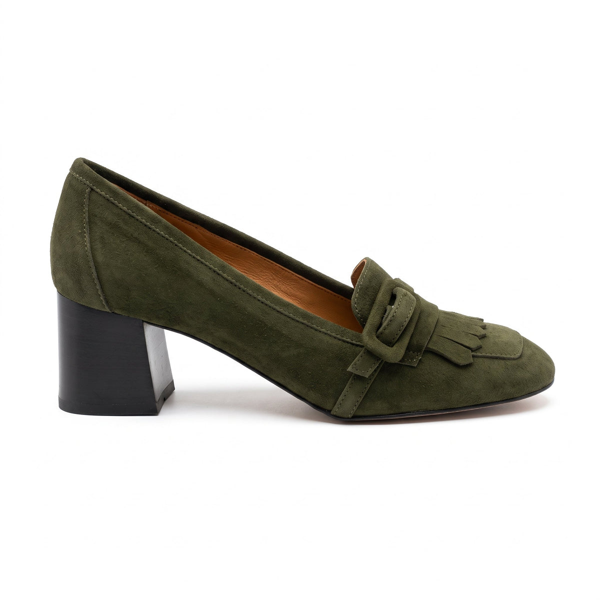 Michele Lopriore Bellevenue Block Heel Pump, Suede Green, product view