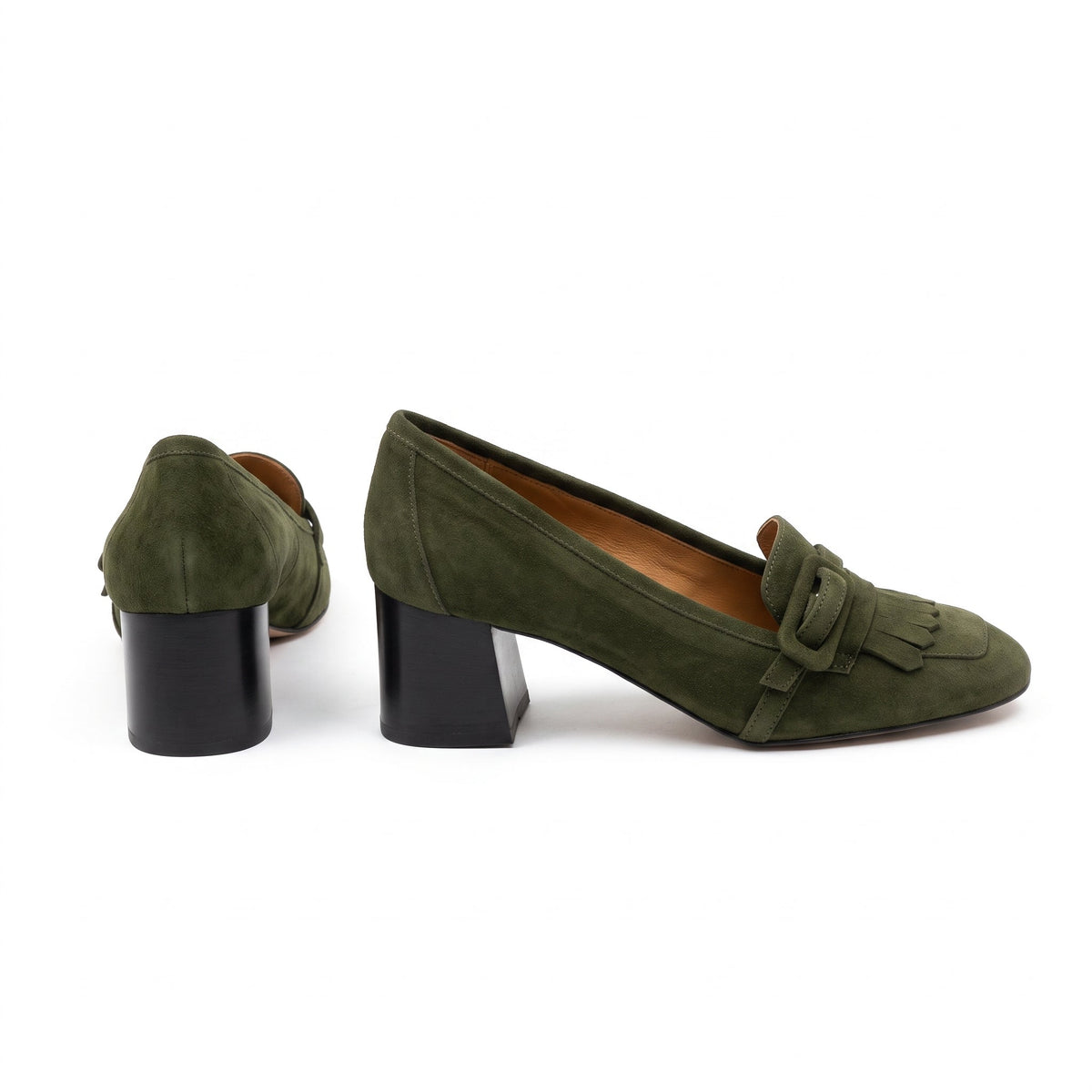 Michele Lopriore Bellevenue Block Heel Pump, Suede Green, gallery view 2