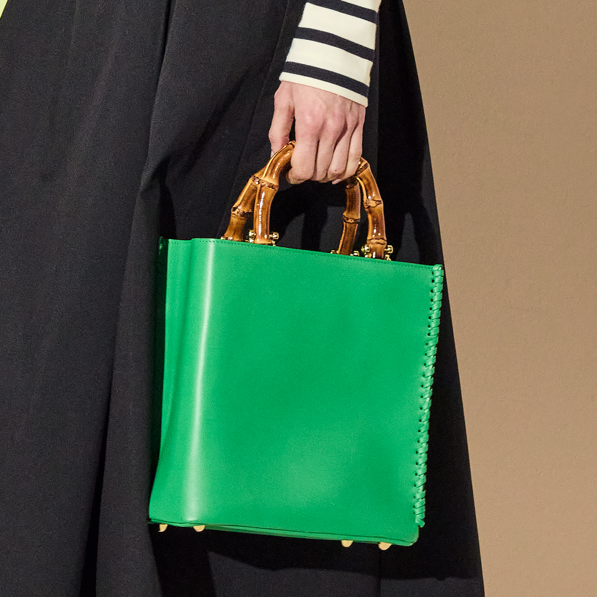Lucianna Italian Leather Handbag in Grass Green, product view 2