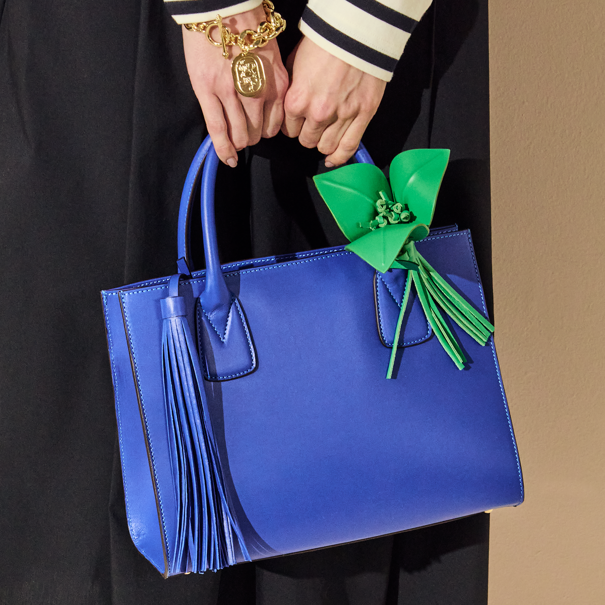 Angelini Italian Leather Handbag in Cobalt Blue, product view 2
