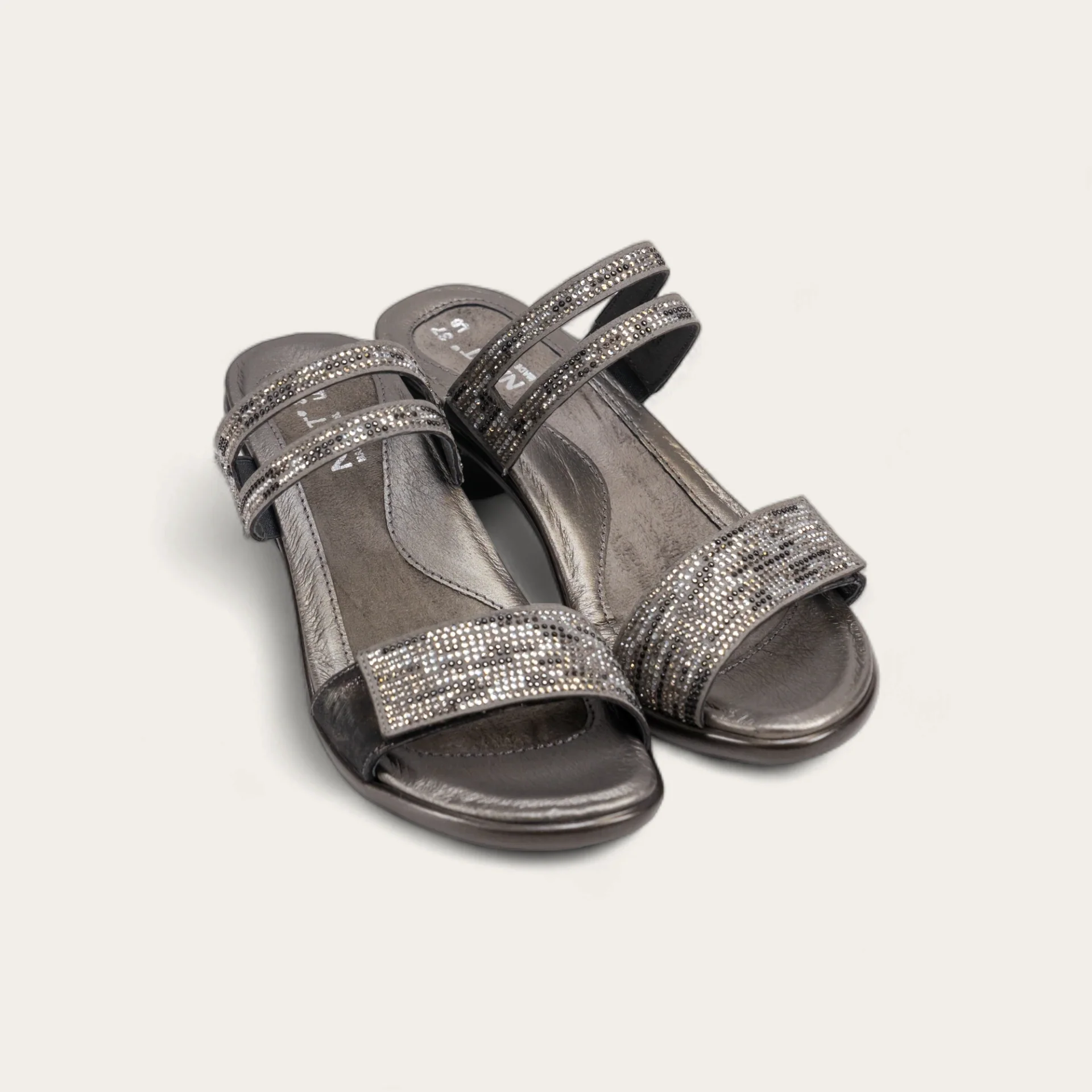 NAOT - TEMPAR - SIZE 40 - GRAY/BLACK MULTI RIVETS/METALLIC ONYX LTHR