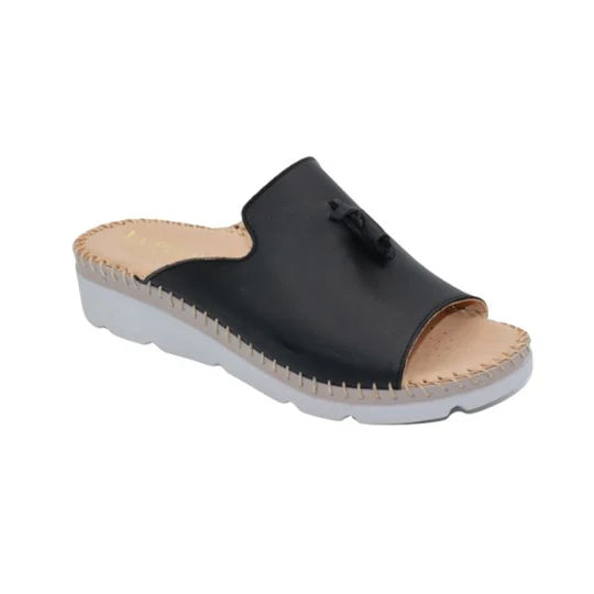La Plume - Tassle Leather Whip-Stitched Slide