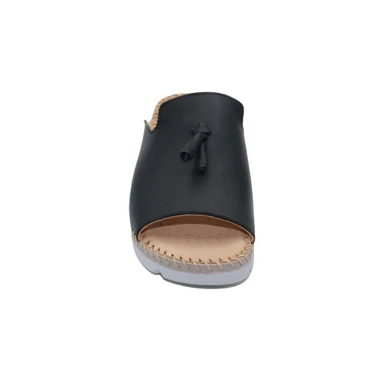 La Plume - Tassle Leather Whip-Stitched Slide