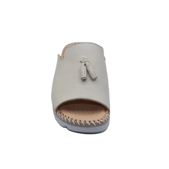 La Plume - Tassle Leather Whip-Stitched Slide