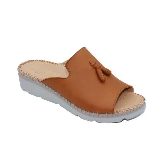 La Plume - Tassle Leather Whip-Stitched Slide