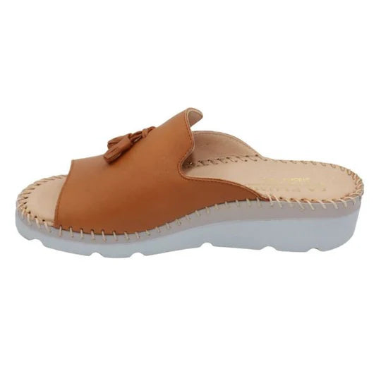 La Plume - Tassle Leather Whip-Stitched Slide