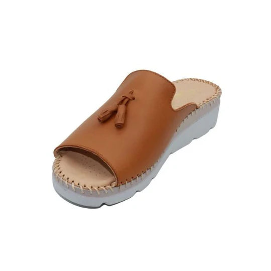 La Plume - Tassle Leather Whip-Stitched Slide