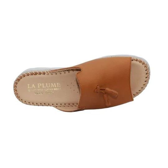 La Plume - Tassle Leather Whip-Stitched Slide