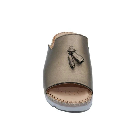 La Plume - Tassle Leather Whip-Stitched Slide
