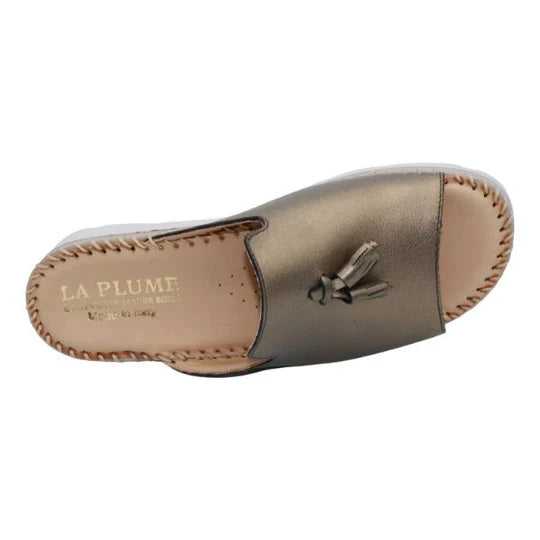 La Plume - Tassle Leather Whip-Stitched Slide