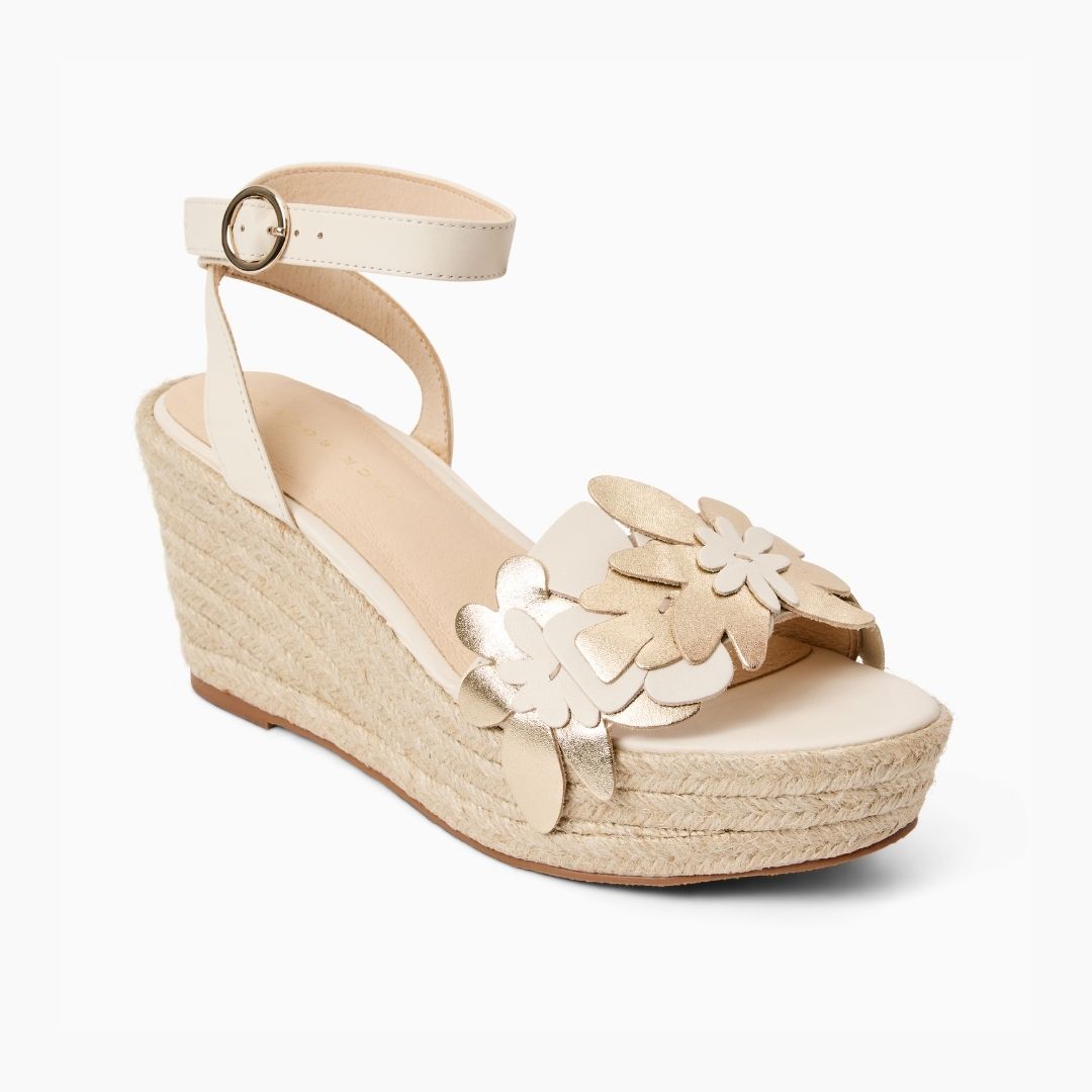 Jack Rogers - Talahi Flower Wedge Heel - IVORY/PLATINUM - view 1