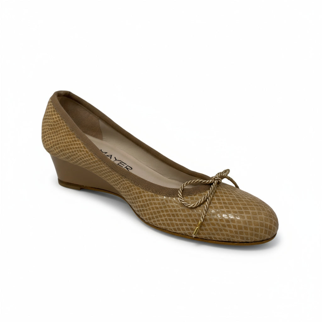 PAUL MAYER - NOBLE LEATHER WEDGE - SIZE 6.5 - VIPA SUEDE NATURAL