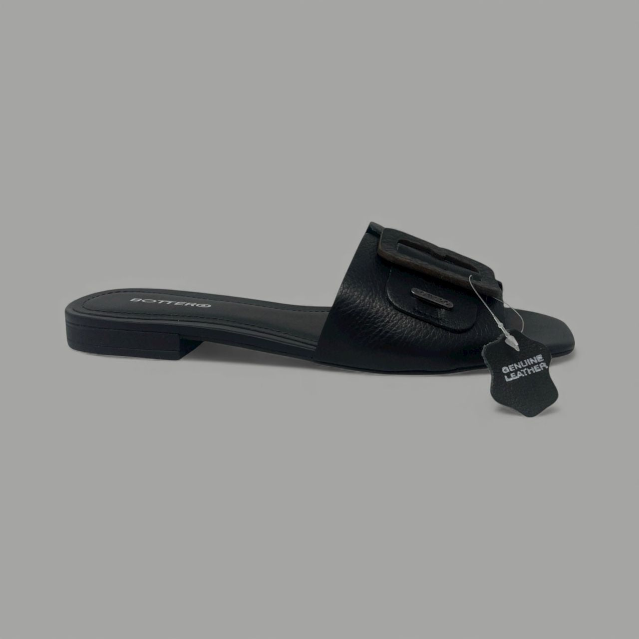 BOTTERO - SQUARE-TOE BUCKLE SLIDE - SIZE 10 - BLACK