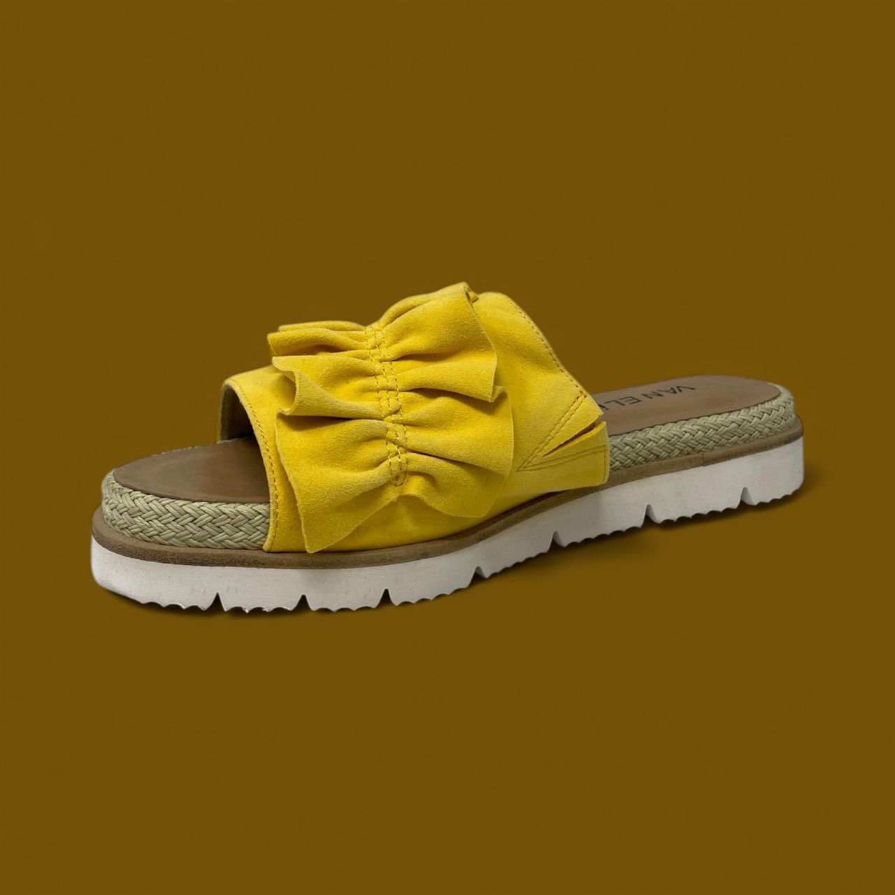 VANELI - YELLOW RUFFLE PLATFORM SLIDE - SIZE 8 - YELLOW
