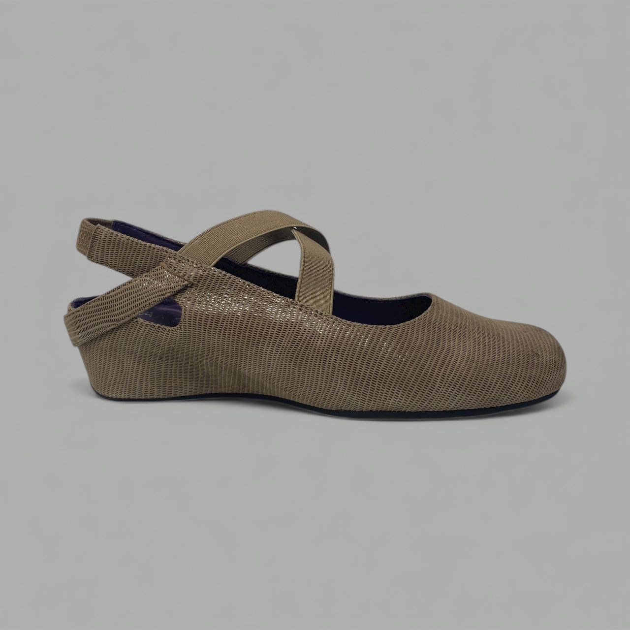 VANELI MARJORY  - LIZARD-PRINT SLINGBACK WEDGE - SIZE  7.5 - TAUPE