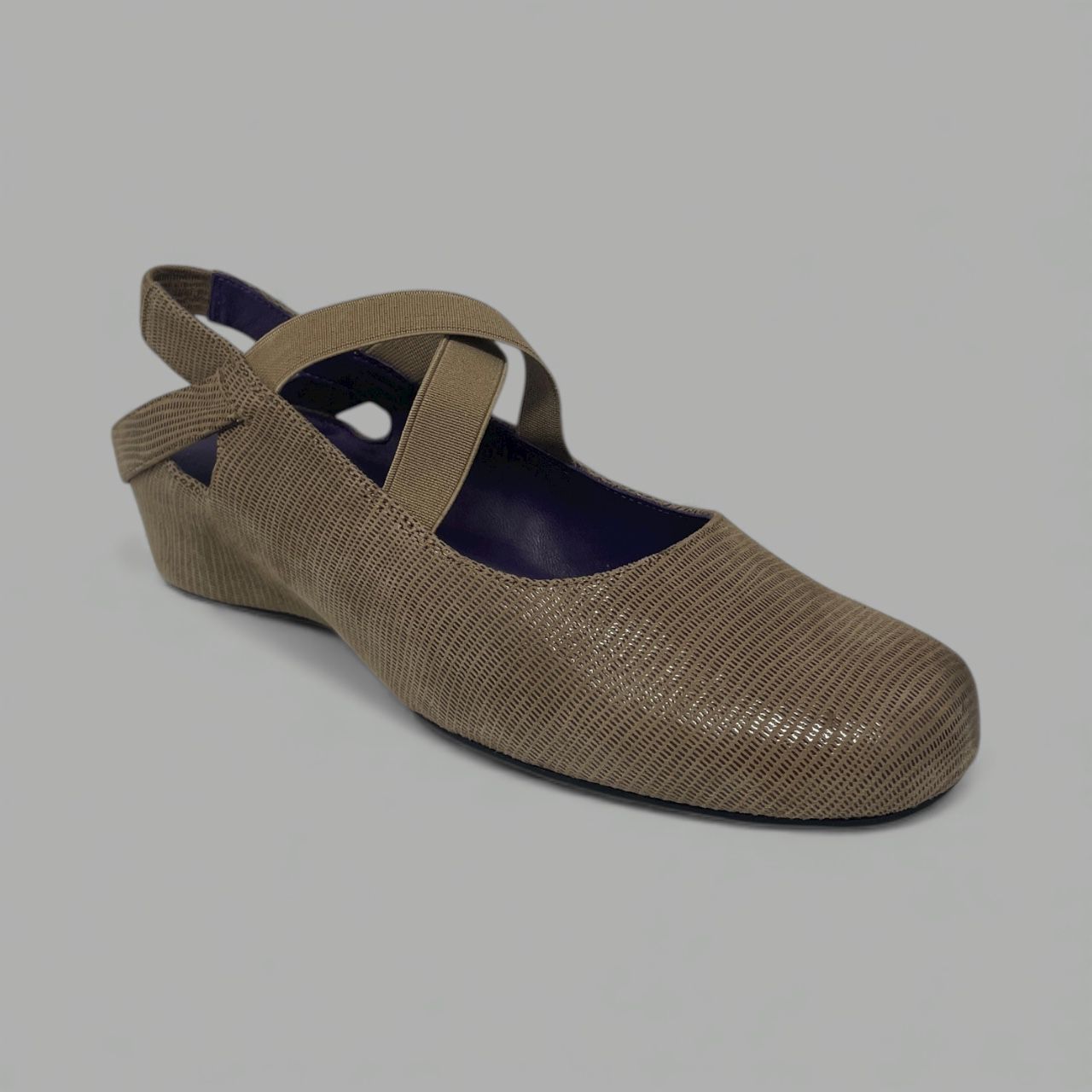 VANELI MARJORY  - LIZARD-PRINT SLINGBACK WEDGE - SIZE  7.5 - TAUPE