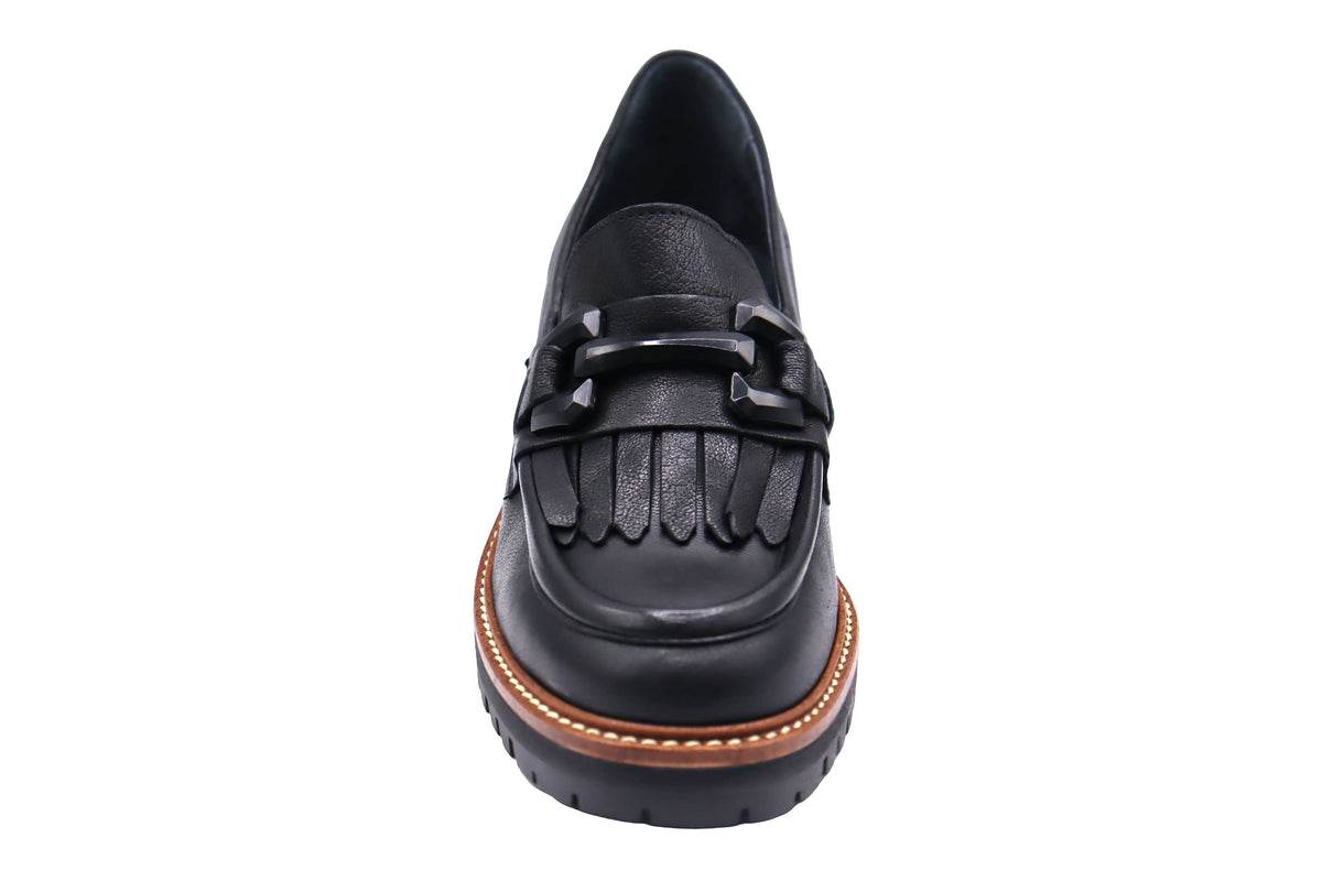 Eric Michael Whisper leather chunky lug sole loafer in Black — view 5