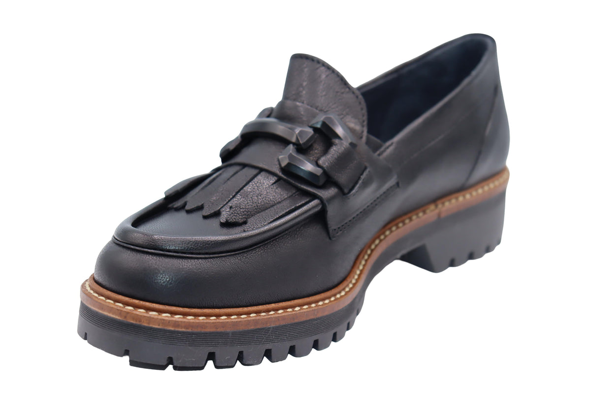 Eric Michael Whisper leather chunky lug sole loafer in Black — view 6