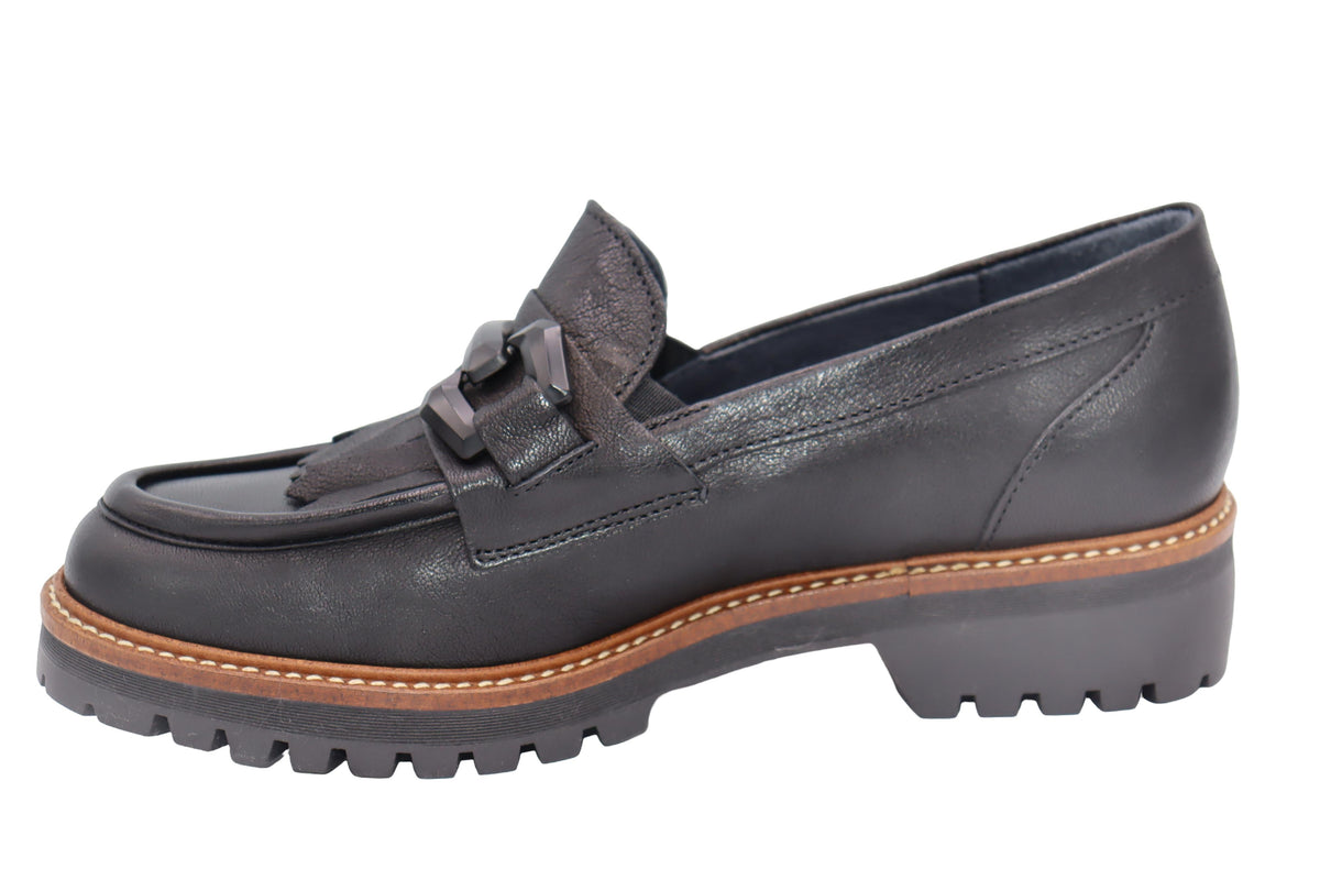 Eric Michael Whisper leather chunky lug sole loafer in Black — view 7