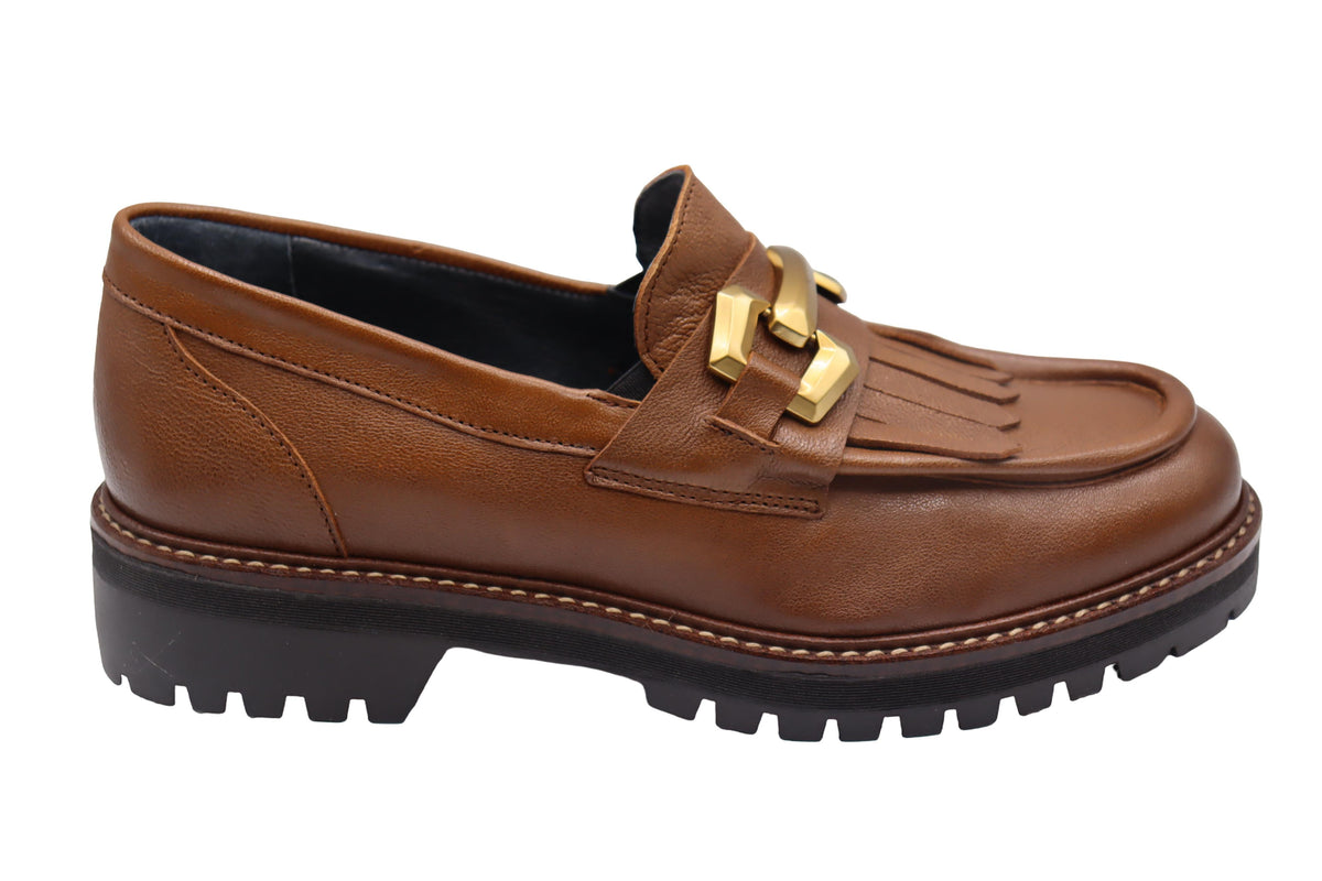 Eric Michael Whisper leather chunky lug sole loafer in Brown — view 7