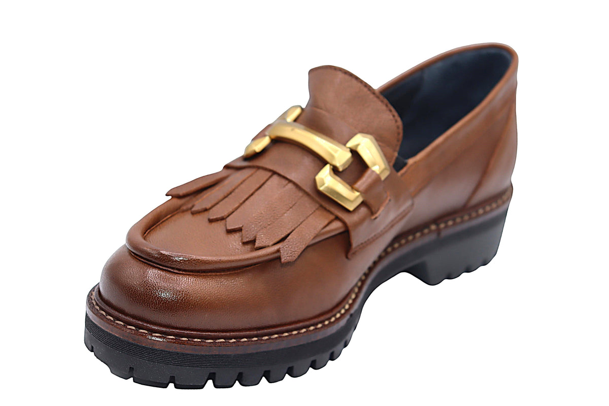 Eric Michael Whisper leather chunky lug sole loafer in Brown — view 6