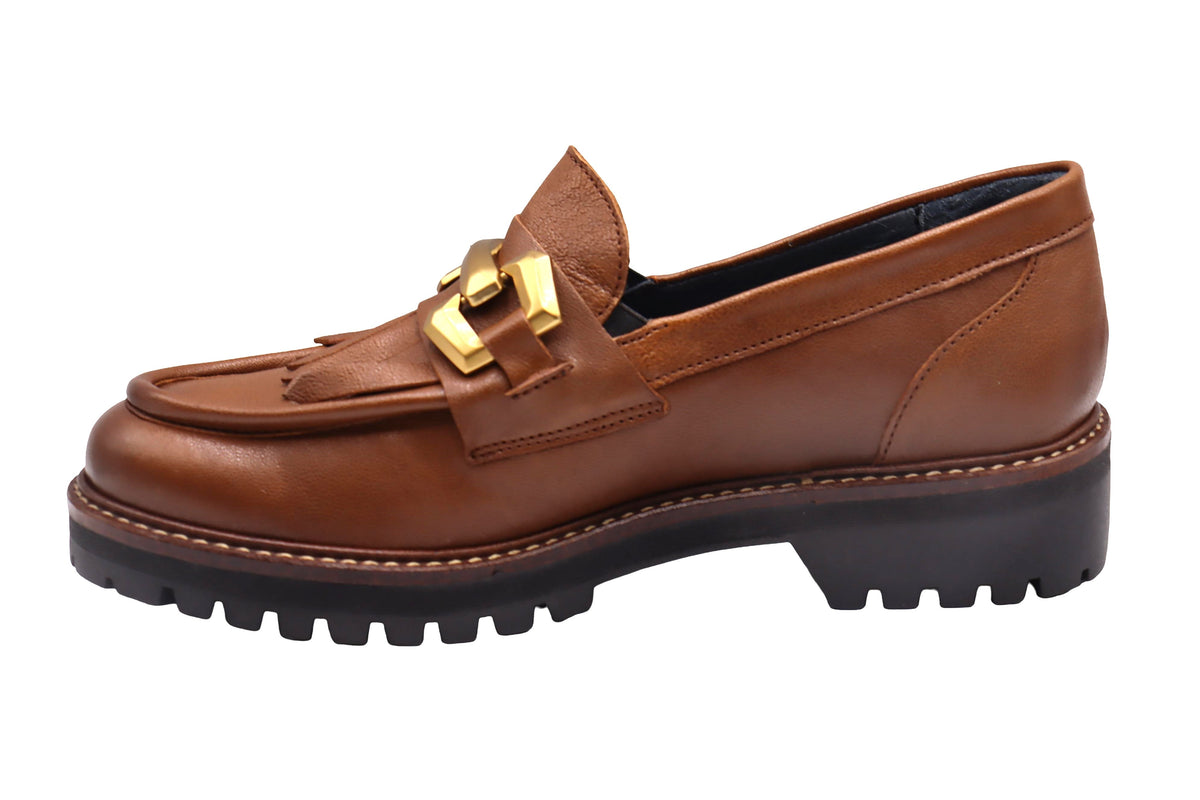 Eric Michael Whisper leather chunky lug sole loafer in Brown — view 4
