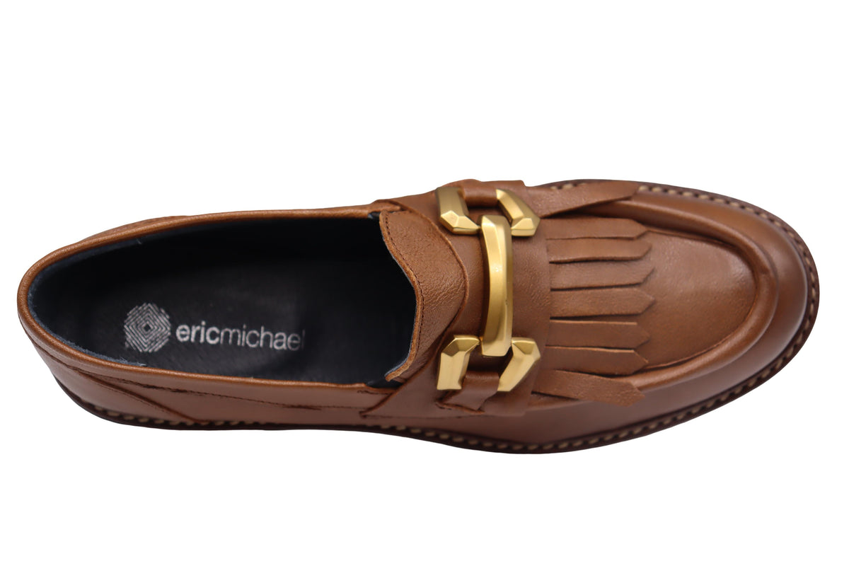 Eric Michael Whisper leather chunky lug sole loafer in Brown — view 9