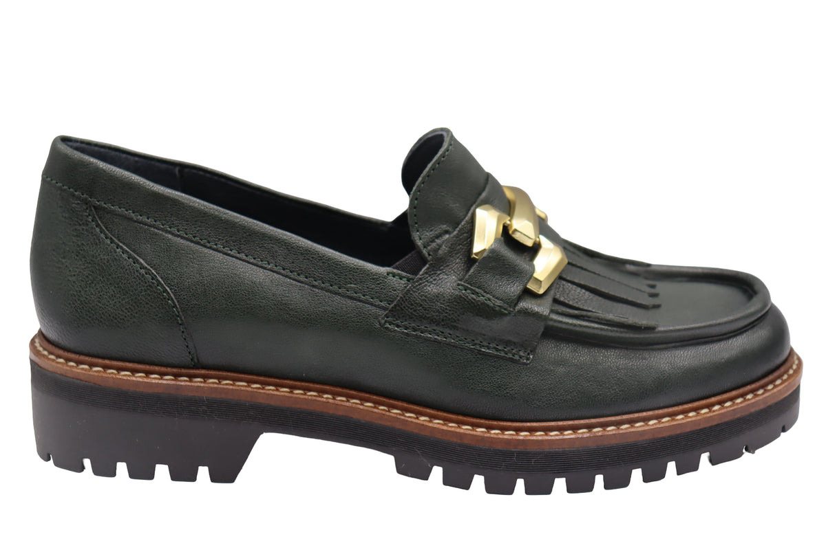 Eric Michael Whisper leather chunky lug sole loafer in Green — view 4