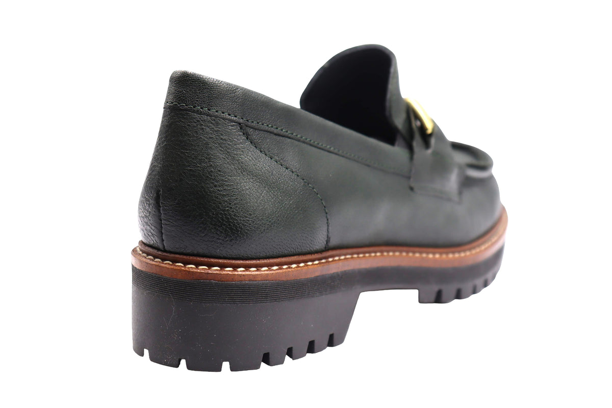 Eric Michael Whisper leather chunky lug sole loafer in Green — view 8