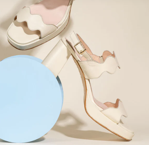 PATRICIA GREEN - PALM BEACH PLATFORM SANDAL - SIZE 9 - BONE