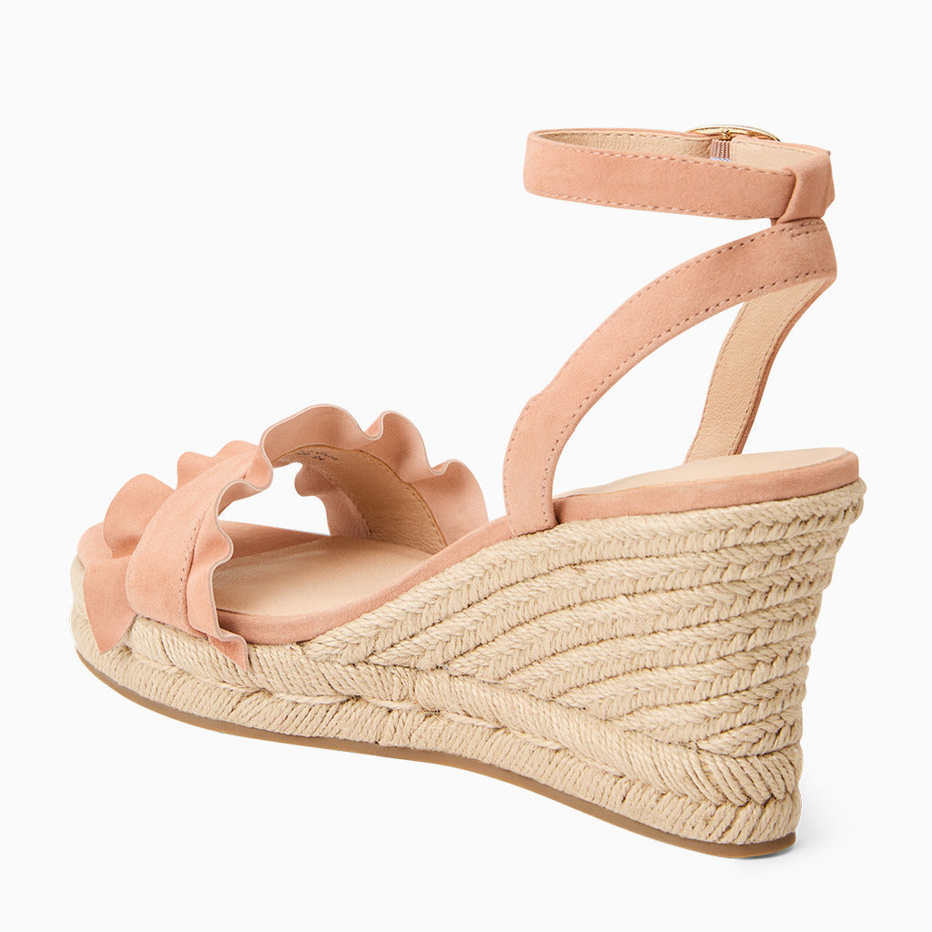 Jack Rogers - Rozette Ruffle Wedge - Suede Toast - view 4