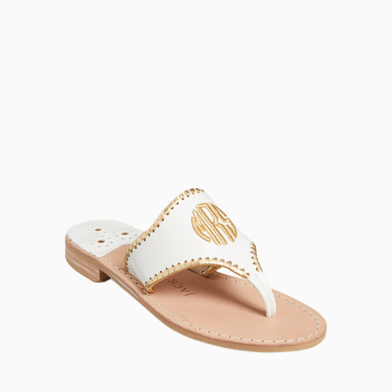 Jack Rogers - Jacks Embroidered "MRS" Sandal - White & Gold - view 2