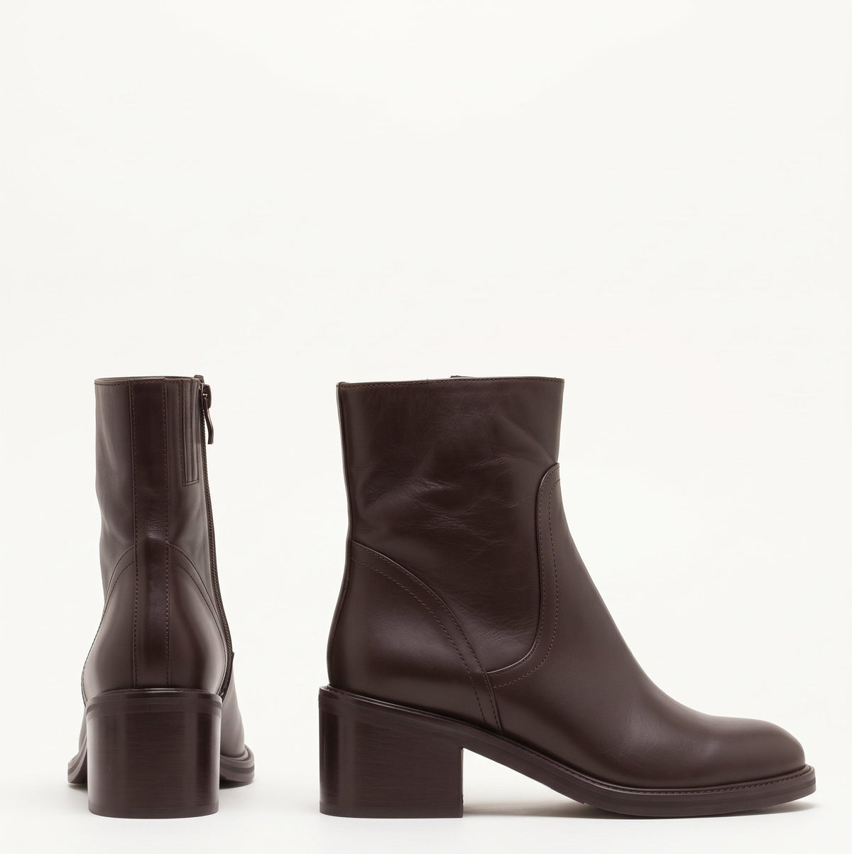 Michele Lopriore Nora Zip Booties, Leather Brown, gallery view 2