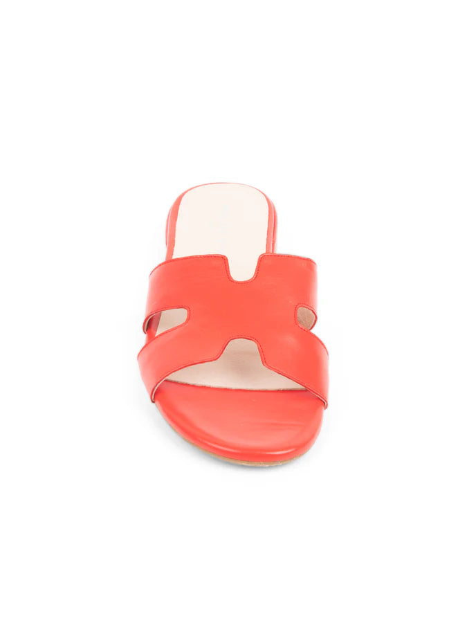 PATRICIA GREEN - HALLIE FLAT SANDAL - SIZE 8 - RED LEATHER