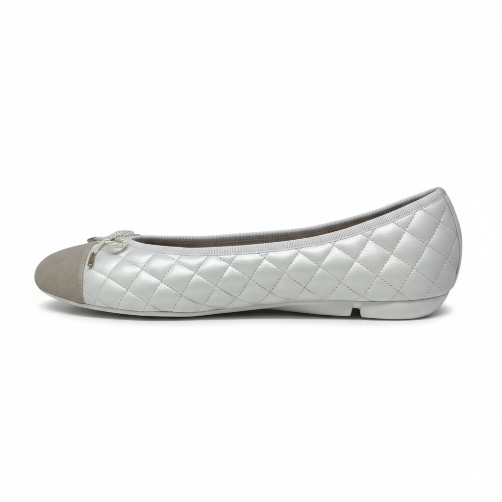 PAUL MAYER - BEST QUILTED LEATHER BALLET FLAT  - SIZE 8.5 - SENA LUNA / SENA BLANCO
