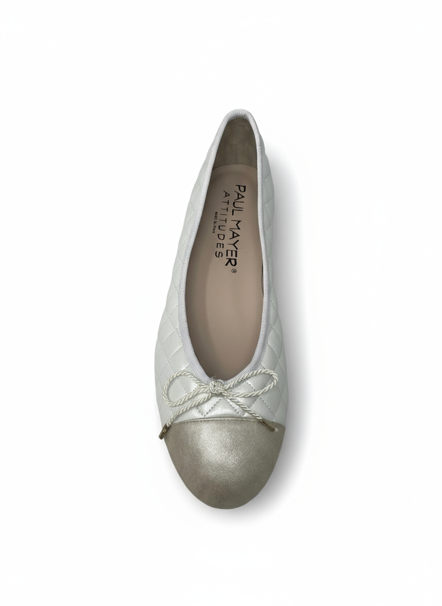 PAUL MAYER - BEST QUILTED LEATHER BALLET FLAT  - SIZE 8.5 - SENA LUNA / SENA BLANCO