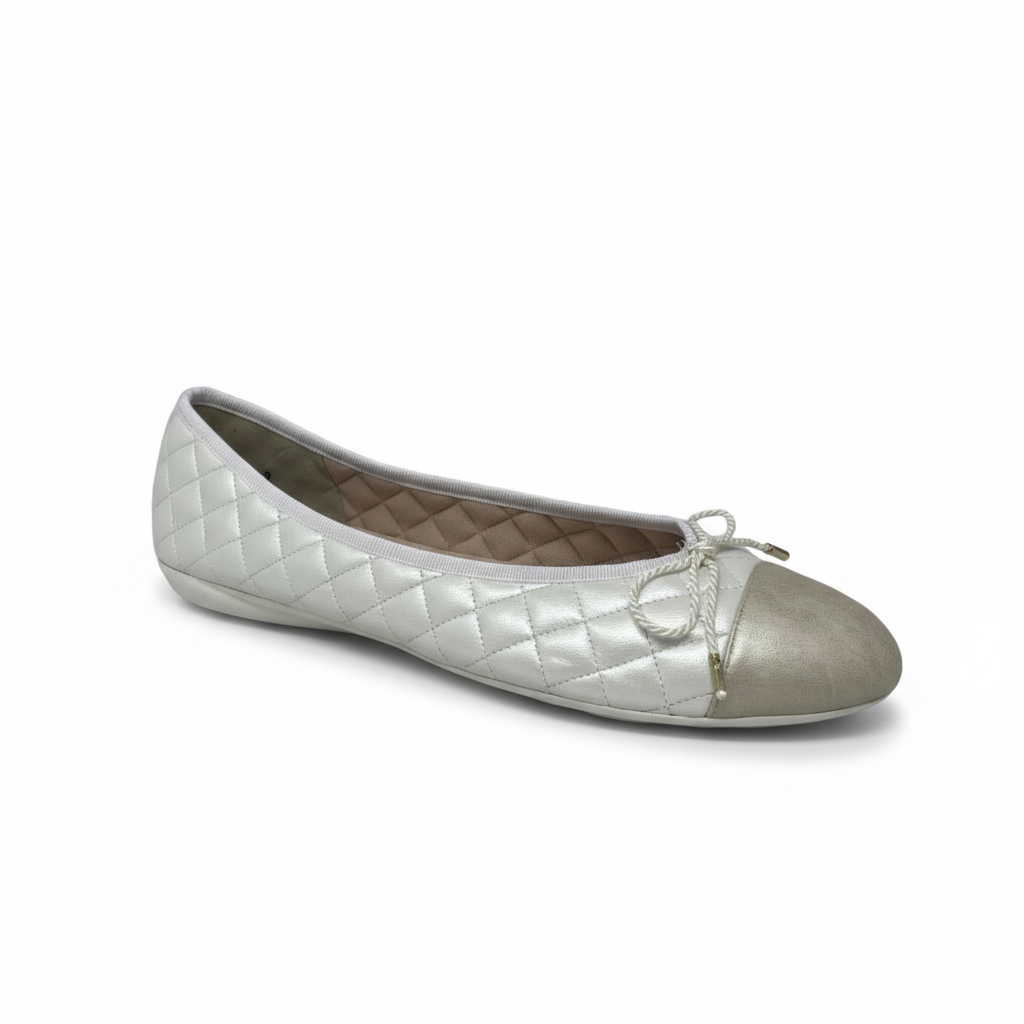 PAUL MAYER - BEST QUILTED LEATHER BALLET FLAT  - SIZE 8.5 - SENA LUNA / SENA BLANCO